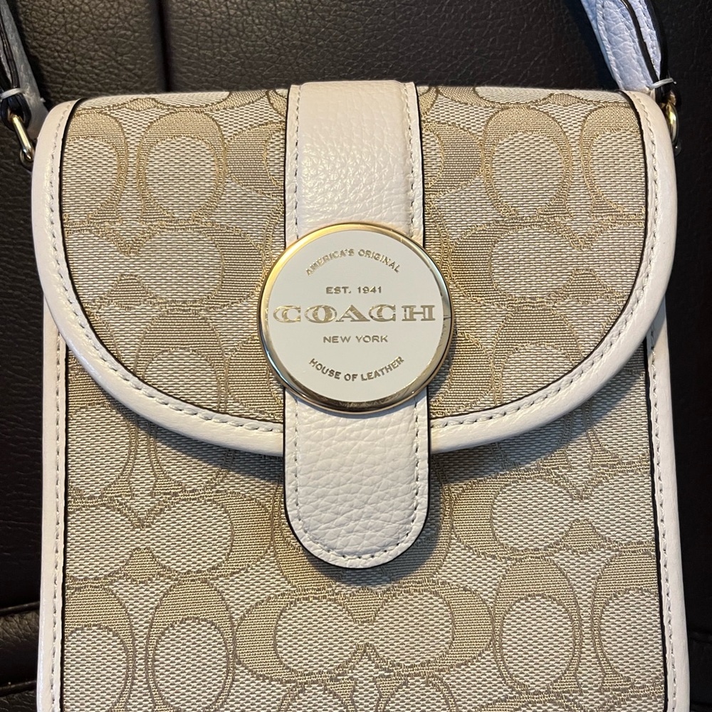 Coach Cream Crossbody Bag with Signature Monogram